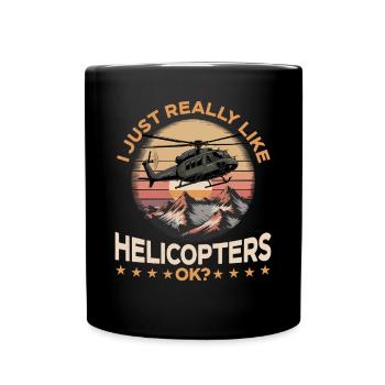 Helicopter funny Pilot - Tasse einfarbig - Schwarz - Vorne