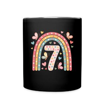 Papillon arc-en-ciel 7e anniversaire fille - Mug uni - noir - Devant