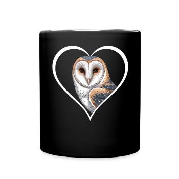 Portrait of an owl in a heart frame - Full Colour Mug - black - Front