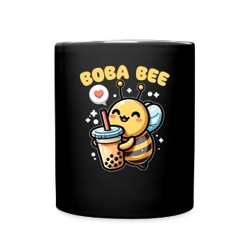 Boba Bee Bubble Tea Pun kawaii bee - Full Colour Mug - black - Front