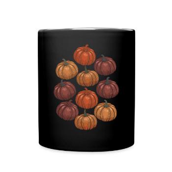 Herbstliche Kürbis Vielfalt - Tasse einfarbig - Schwarz - Vorne