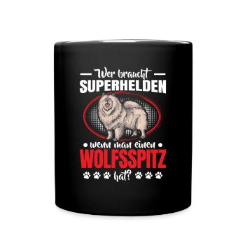 Wolfsspitz ist Held Deutscher Wolfsspitz - Tasse einfarbig - Schwarz - Vorne
