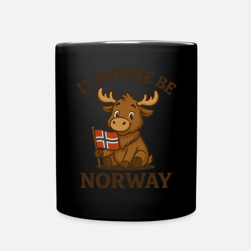 Elch & Norwegen Wortwitz – It Moose Be Norway - Tasse einfarbig - Schwarz