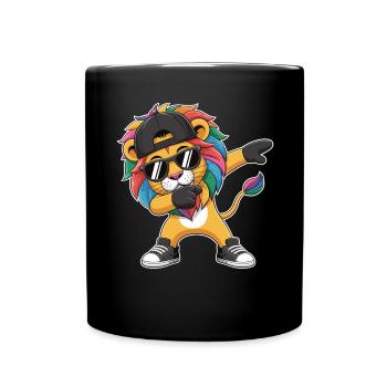 Dabbing Löwe mit Mütze – Kinder Streetstyle - Tasse einfarbig - Schwarz - Vorne