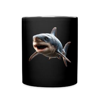 Shark Shark Tiger Shark Diver Cute Sharks Great White Shark - Full Colour Mug - black - Front