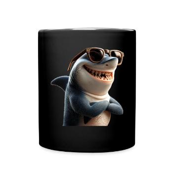 Shark Shark Tiger Shark Diver Cute Sharks Great White Shark - Full Colour Mug - black - Front