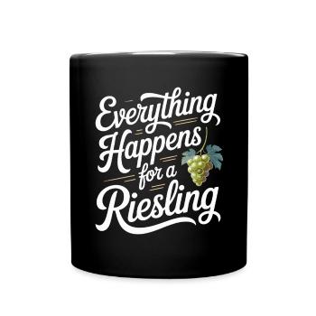 Wine Wine Drinker Everything Happens For A Riesling - Full Colour Mug - black - Front