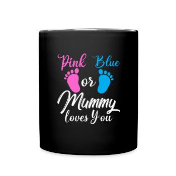 Rosa Oder Blau Geschlecht Enthüllung T-Shirt Schwangere Mumie - Tasse einfarbig - Schwarz - Vorne
