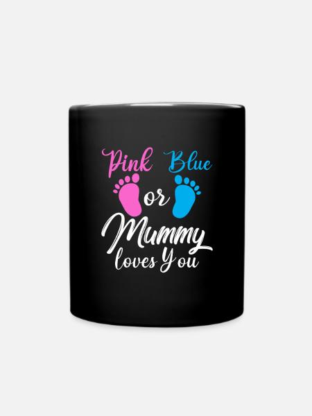 Tshirt rose ou bleu de révélation de sexe momie enceinte - Mug uni - noir