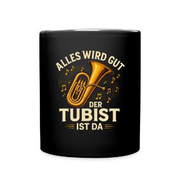 Tuba Lustiges Blasmusik Bass Tubist - Tasse einfarbig - Schwarz - Vorne