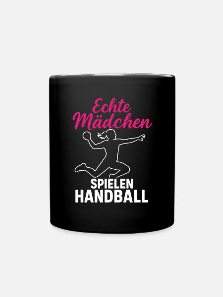 Echte Mädchen Spielen Handball - Tasse einfarbig - Schwarz