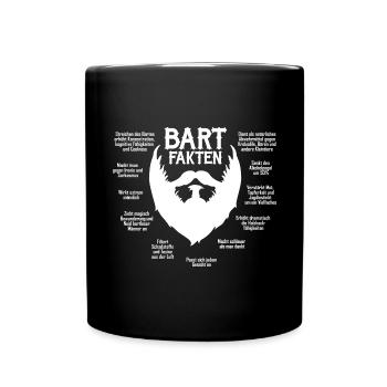 Bartfakten / Bart-Fakten (weiß) - Tasse einfarbig - Schwarz - Vorne