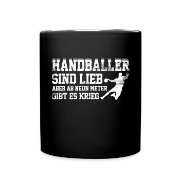 Handballer sind lieb - Tasse einfarbig - Schwarz - Vorne