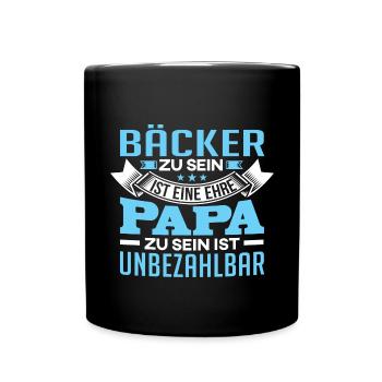 Bäcker Papa Bäckerei Vatertag backen Geschenk - Tasse einfarbig - Schwarz - Vorne