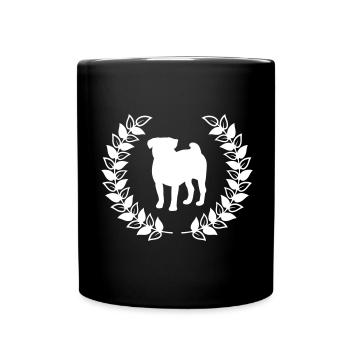 Pug laurel wreath - Full Colour Mug - black - Front