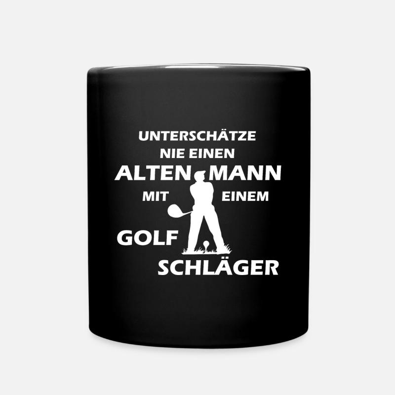 Senior man playing golf gift shirt - Full Colour Mug - black
