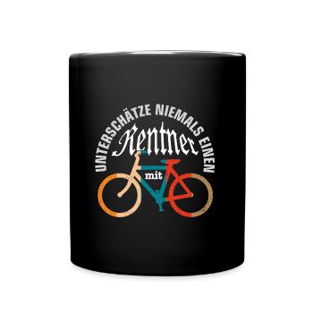 Rentner mit Fahrrad | Radtour | Radurlaub - Tasse einfarbig - Schwarz - Vorne