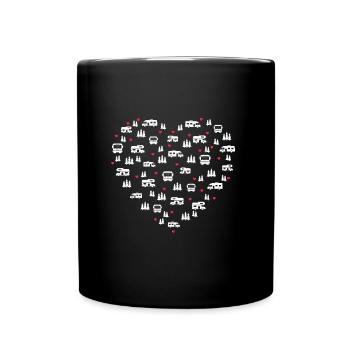 Wohnmobil Liebesherz - Valentinstag Geschenkidee - Tasse einfarbig - Schwarz - Vorne