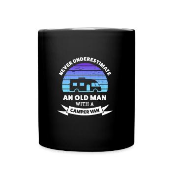 Never Underestimate an old man with a Camper van - Full Colour Mug - black - Front