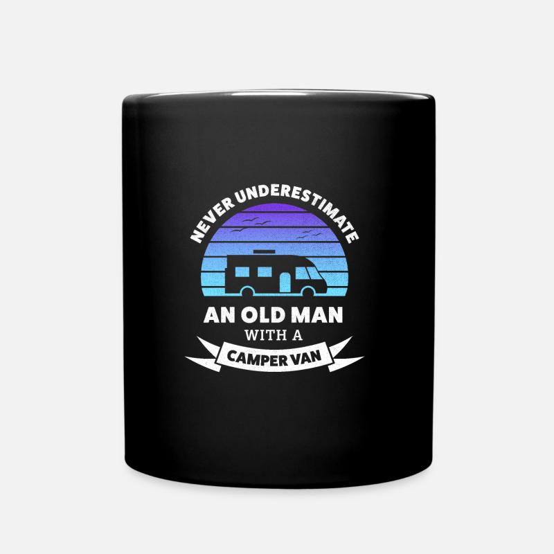 Never Underestimate an old man with a Camper van - Full Colour Mug - black