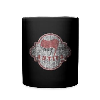BADGE OF ANTIFA against nazis - Full Colour Mug - black - Front