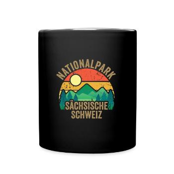 Nationalpark Sächsische Schweiz Vintage Wandern - Tasse einfarbig - Schwarz - Vorne