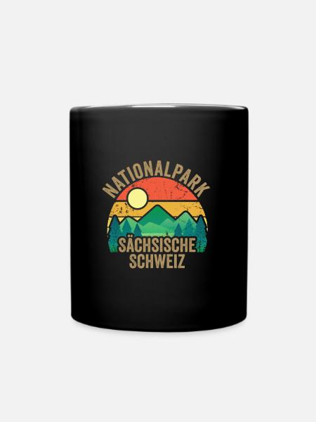 Nationalpark Sächsische Schweiz Vintage Wandern - Tasse einfarbig - Schwarz