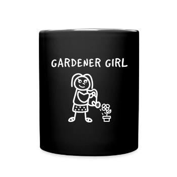 Gärtner Blume Blumenbeet - Tasse einfarbig - Schwarz - Vorne