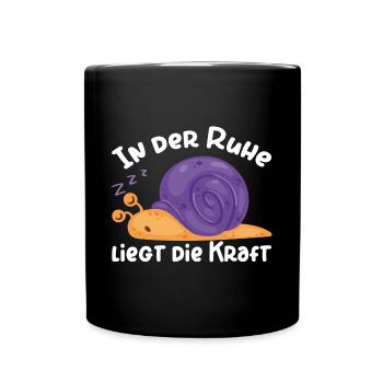 Schlafende Schnecke - Tasse einfarbig - Schwarz - Vorne