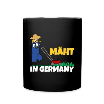 Mäht in Germany Rasenmäher - Tasse einfarbig - Schwarz - Vorne