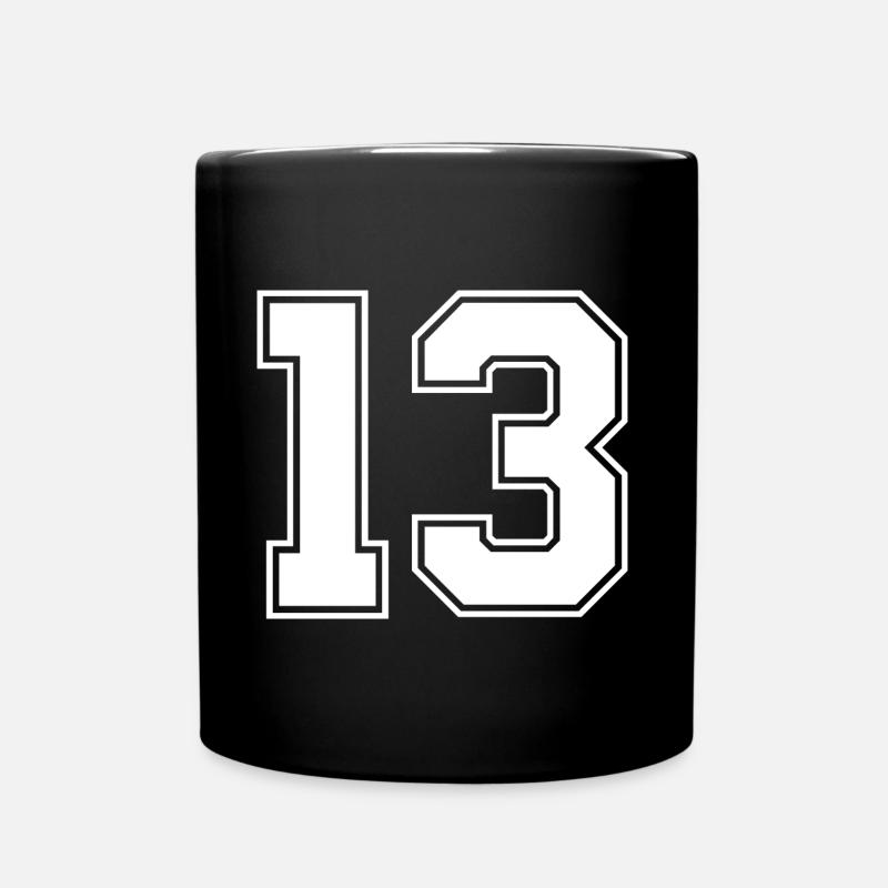 13 Zahl Trikot - Tasse einfarbig - Schwarz
