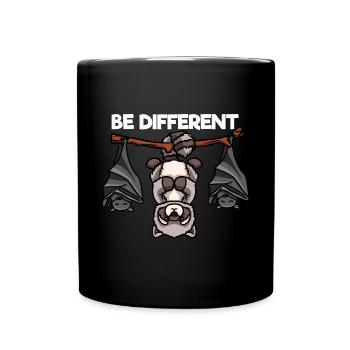 Be Different Waschbär und Fledermäuse - Tasse einfarbig - Schwarz - Vorne