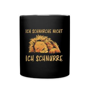 Schnurren Löwe Lustiger Spruch Schlafen Geschenk - Tasse einfarbig - Schwarz - Vorne