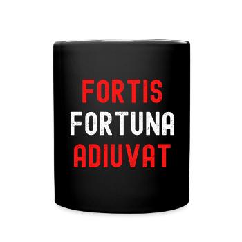 Fortis Fortuna Adiuvat (distressed red and white) - Full Colour Mug - black - Front