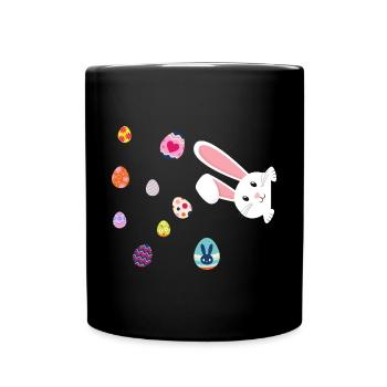 Lapin de Pâques avec œufs de Pâques - Mug uni - noir - Devant