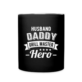 Ehemann Papa Grillmeister Held Vatertag - Tasse einfarbig - Schwarz - Vorne