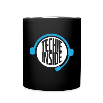 Techie Inside Tech Support Headset - Full Colour Mug - black - Front