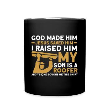 Mon fils Père Couvreur Père Famille - Mug uni - noir - Devant
