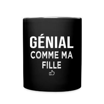 génial comme ma fille cadeau papa père et fille - Mug uni - noir - Devant