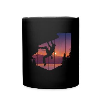 Felsklettern Kletterer Bergsteigen - Tasse einfarbig - Schwarz - Vorne