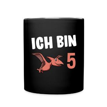5 Jahre Geburtstagsgeschenk Dinosaurier 5 Jahre - Tasse einfarbig - Schwarz - Vorne
