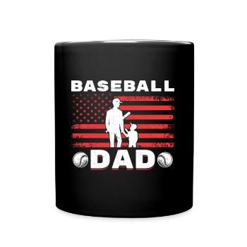 Amerikanischer Baseball Vater Sohn - Tasse einfarbig - Schwarz - Vorne