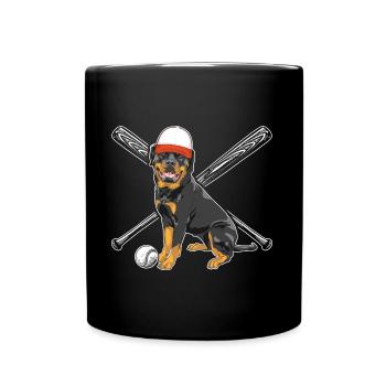 Rottweiler Hund Baseball - Tasse einfarbig - Schwarz - Vorne