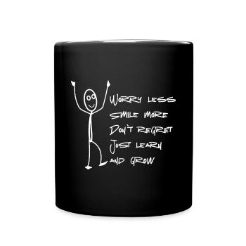 Smile more just learn and grow - Full Colour Mug - black - Front