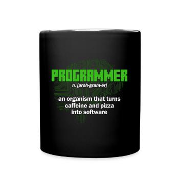 Turns caffeine and pizza into software Software-En - Full Colour Mug - black - Front