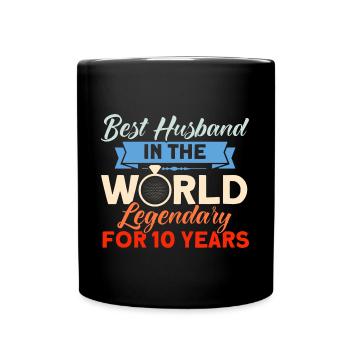 10th Wedding Anniversary Couple Design 10 Years of Marriage - Full Colour Mug - black - Front