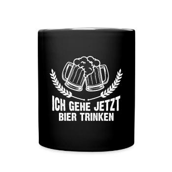 Bier trinken Saufen Party Urlaub Feiern Alkohol - Tasse einfarbig - Schwarz - Vorne