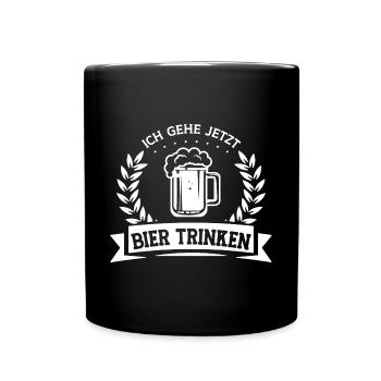 Bier trinken Saufen Party Urlaub Feiern Alkohol - Tasse einfarbig - Schwarz - Vorne