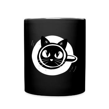 Visage de chat dans une tasse de café - Mug uni - noir - Devant