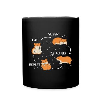 Manger Sleep Wheek Répéter Cochon d’Inde Animal de compagnie - Mug uni - noir - Devant